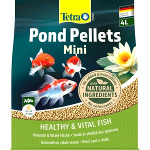 Tetra Pond Pellets Mini 4L: Hauptfutter für kleine Teichfische mit natürlichen Inhaltsstoffen.