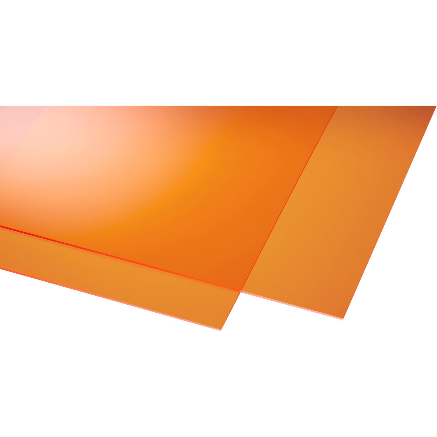 Orange Acryl Platte, 3 mm stark, glatte Oberfläche, vielseitig einsetzbar.