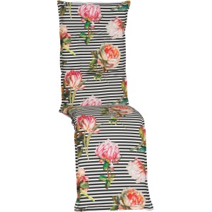 Beo Relax-Saumauflage Toronto Rose für Relaxstühle, mit Blumenmuster und Streifen.