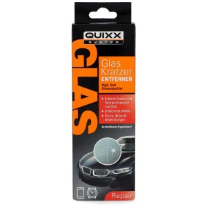 Quixx Glas-Kratzer Entferner 2K: Set zur Beseitigung von Kratzern auf Glasoberflächen, z.B. Autoscheiben.