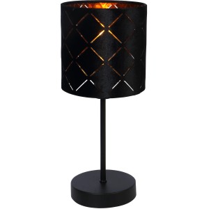 Schwarze Globo Tischlampe Sunna mit Dekorstanzungen, 35cm hoch. Moderne Design-Tischleuchte.