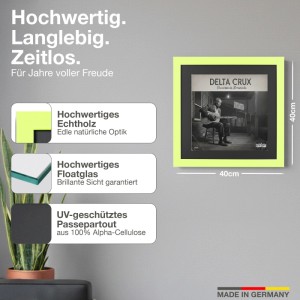 2er Set grüne Schallplattenrahmen 40x40 cm mit Passepartout für Cover