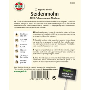 Sperli Seidenmohn Sonnenschein Mischung, mehrfarbig. Blumensamen für farbenfrohe Blumenwiesen.