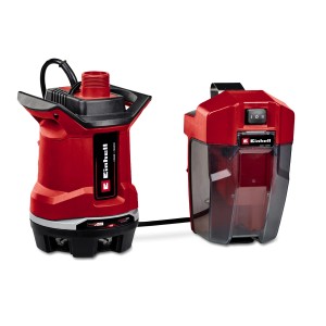 Einhell Akku-Schmutzwasserpumpe GE-DP 18/25 Li-Solo, rot, mit Batteriebox. Für Klar- und Schmutzwasser.
