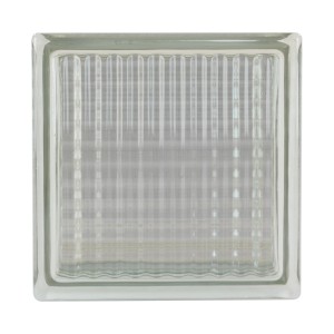 Klarer Glasbaustein Thermo Block Gekreuzt Ug 1,2, 19x19x12 cm, mit gekreuztem Design.