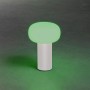 Weiße Konstsmide LED Tischleuchte Antibes, ø 13 cm, für Innen und Außen. Dekoleuchte mit grünem Licht.