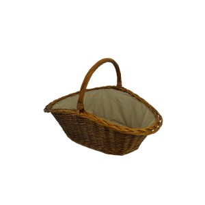 Ovaler Weidenkorb Valo, braun, 70x45x42 cm, mit Juteeinlage für Kaminholz & Zubehör.
