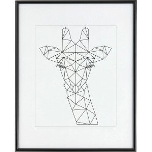 Schwarzer Kunststoff Bilderrahmen 40x50 cm mit Passepartout und geometrischem Giraffen-Motiv.