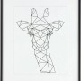 Schwarzer Kunststoff Bilderrahmen 40x50 cm mit Passepartout und geometrischem Giraffen-Motiv.