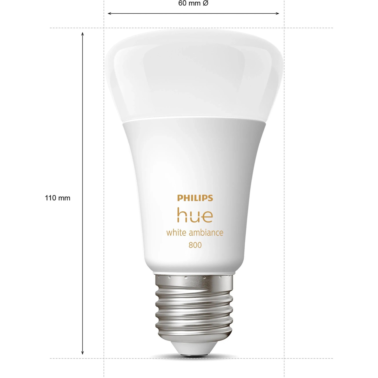 Philips Hue E27 LED Lampe, White Ambiance, 2er-Pack, 800 lm, dimmbar.