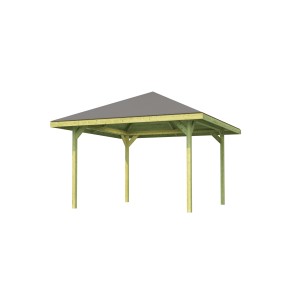 Weka Holz-Pavillon Paradies, 304x304 cm, imprägniert. Gartenlaube mit grauem Dach.