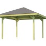 Weka Holz-Pavillon Paradies, 304x304 cm, imprägniert. Gartenlaube mit grauem Dach.