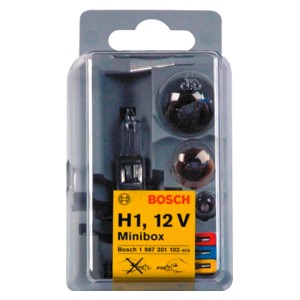 Bosch GLL Mini H1 Box für Autoelektrik mit Halogenlampe und Sicherungen im Set.