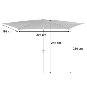 Gelber, neigbarer MCW Sonnenschirm Castellammare 2x3m mit Maßangaben.