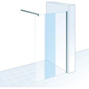 Schulte ExpressPlus Walk In Dusche, 200x140cm, Chromoptik, klares Glas. Barrierefreier Zugang.