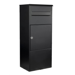 Schwarzer MEFA Paketkasten Oak 480 für Post und Pakete, 100,9x42,1x34,3cm.
