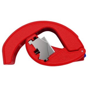 Knipex Rohrschneider BiX: Roter Rohrabschneider für Kunststoffrohre, mit Klinge.