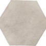 Weiße, glänzende Antik Hexagon Wandfliese aus Steingut, 15x17,5 cm.