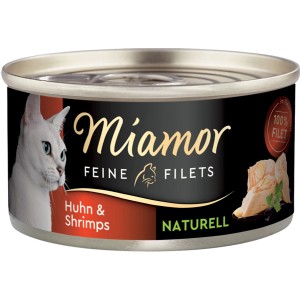 Miamor Katzen-Nassfutter, feine Filets mit Huhn und Shrimps, 80g Dose.