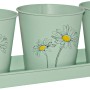 4-teiliges Zink-Eimer-Set in Mintgrün mit Blumenprint für Kräuter.