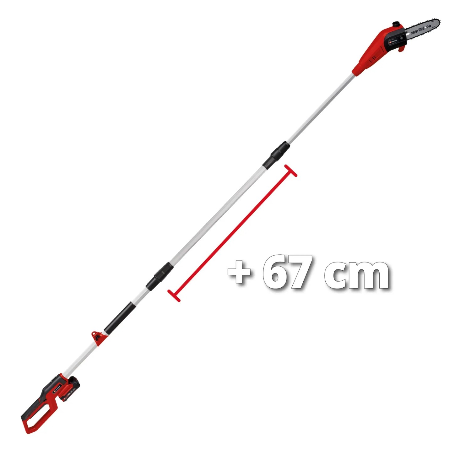 Einhell Akku-Hochentaster GC-LC 18/20 Li T-Solo mit Verlängerung, rot/silber.