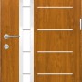 Splendoor Sicherheits-Haustür Berlin Prime RC2 Gold.Oak, 100x210 cm, mit Glaseinsatz und Edelstahl-Applikationen.