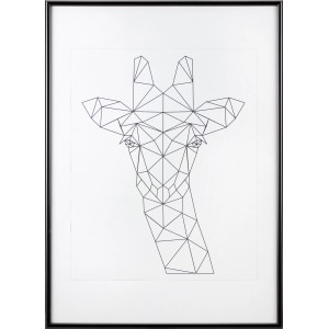 Schwarzer Kunststoff Bilderrahmen 62x93 cm mit geometrischem Giraffen-Motiv.