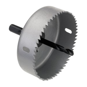 LUX Lochsäge (Ø 67-83mm) mit Zentrierbohrer für präzise Löcher in Holz und Gipskarton.