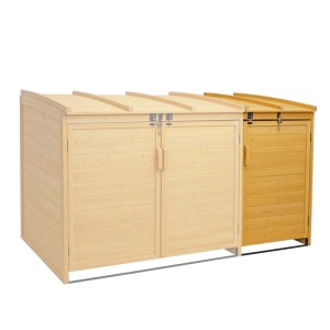 MCW Mülltonnenbox Erweiterung H75 braun, Holz, 120x68x104cm. Für mehr Stauraum im Garten.