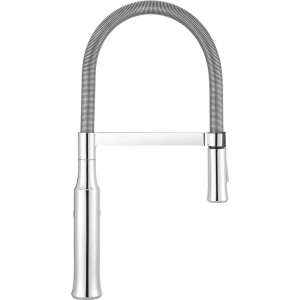 Chrom Küchenarmatur KI-1360 von baliv mit flexiblem Schlauch und schwenkbarem Auslauf.