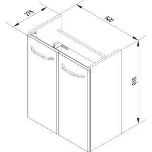 Fackelmann Waschbeckenunterschrank Milano, weiß, 52 cm breit. Badmöbel mit zwei Türen und Griffen.
