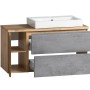 Held Möbel Waschtisch Ancona 105 cm in Betongrau-Wotaneiche mit Becken rechts.