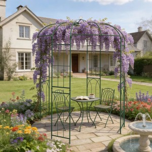 Relaxdays Rosenpavillon Metall Dunkelgrün Wetterfest 275 cm x 211 cm x 211 cm