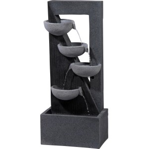 Dobar Design Gartenbrunnen XL Kaskade mit 4 Wasserschalen und LED Beleuchtung.