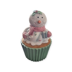 Dekorative Schneemann-Figur als Cupcake, 14,5 cm, für weihnachtliche Stimmung.