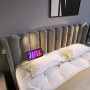 okwish Polsterbett 140x200cm mit Leselicht Stauraum Jugendzimmer Grau mit Matratze_8