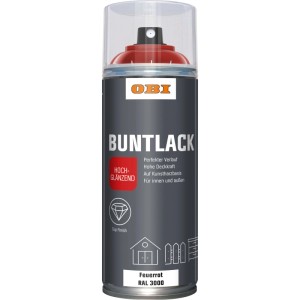 OBI Buntlack Spray Feuerrot, hochglänzend, 400ml. Universell einsetzbar für Innen und Außen.