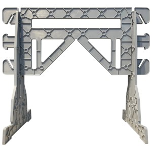 Grauer Jopa Multibex Arbeitsbock aus Kunststoff, höhenverstellbar und belastbar bis 300 kg.