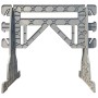Grauer Jopa Multibex Arbeitsbock aus Kunststoff, höhenverstellbar und belastbar bis 300 kg.