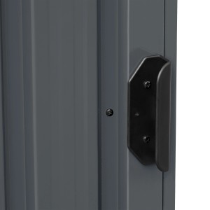 Detailaufnahme: Axi Mülltonnenbox Owen, anthrazitfarbenes Metall, Griff