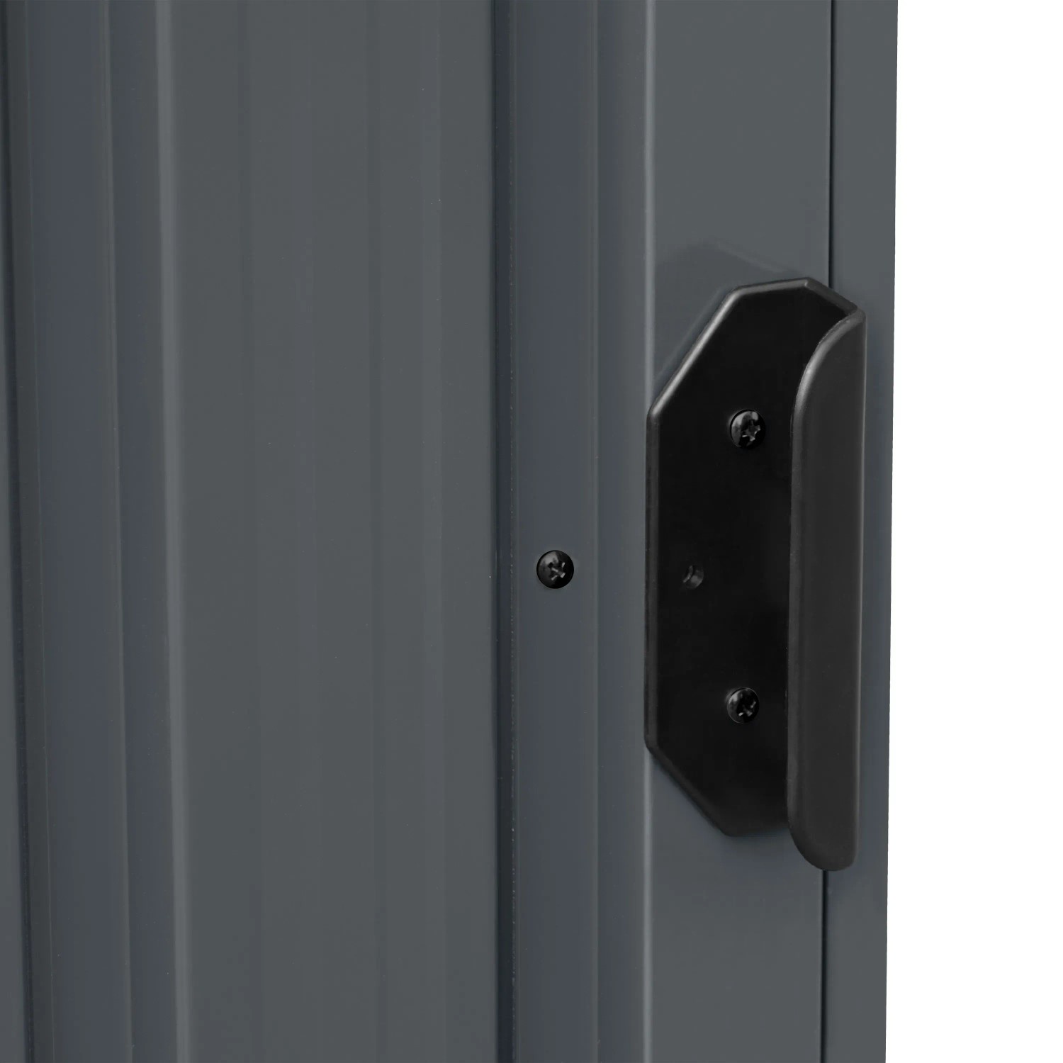 Detailaufnahme: Axi Mülltonnenbox Owen, anthrazitfarbenes Metall, Griff