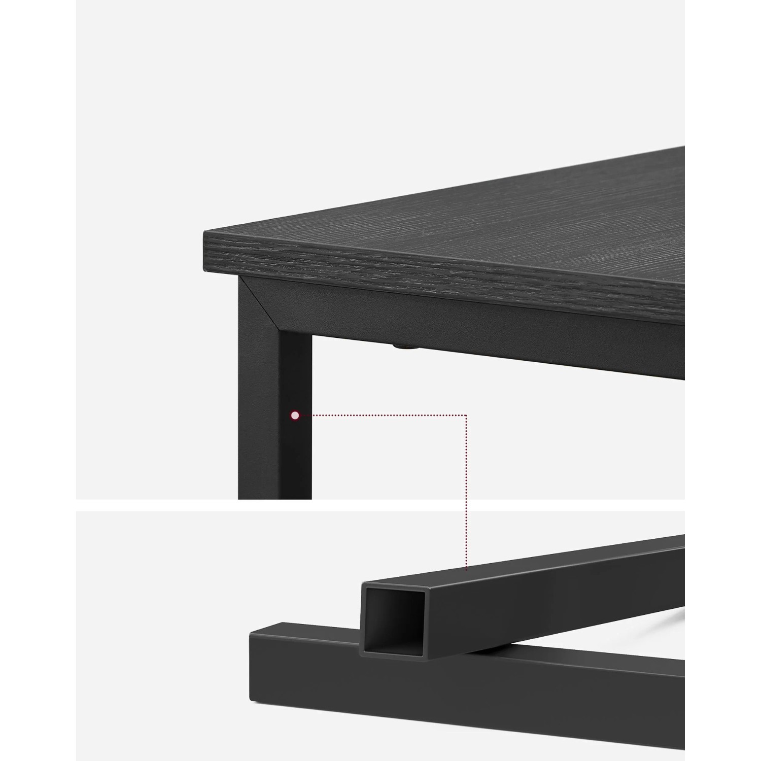Detailaufnahme: Grauer Songmics Nachttisch Barnet mit schwarzem Metallgestell.