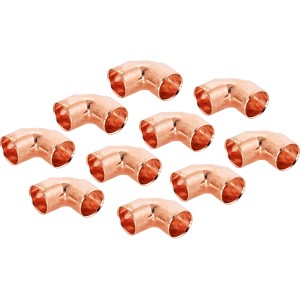 10 Kupfer Löt-Winkel, Ø 15mm, 90 Grad, für dauerhafte Rohrverbindungen.