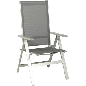 Grauer Klappsessel Urban von Acamp für Gartenmöbel-Set, Aluminiumgestell, wetterfest und pflegeleicht.