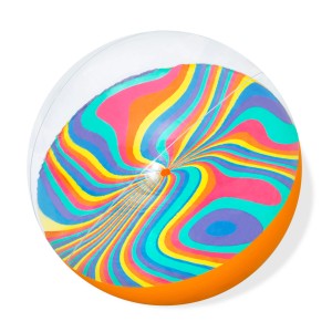 Bestway Wasserball Tie-Dye Twist, Ø 46cm, mit farbenfrohem Muster und orangefarbenem Rand.