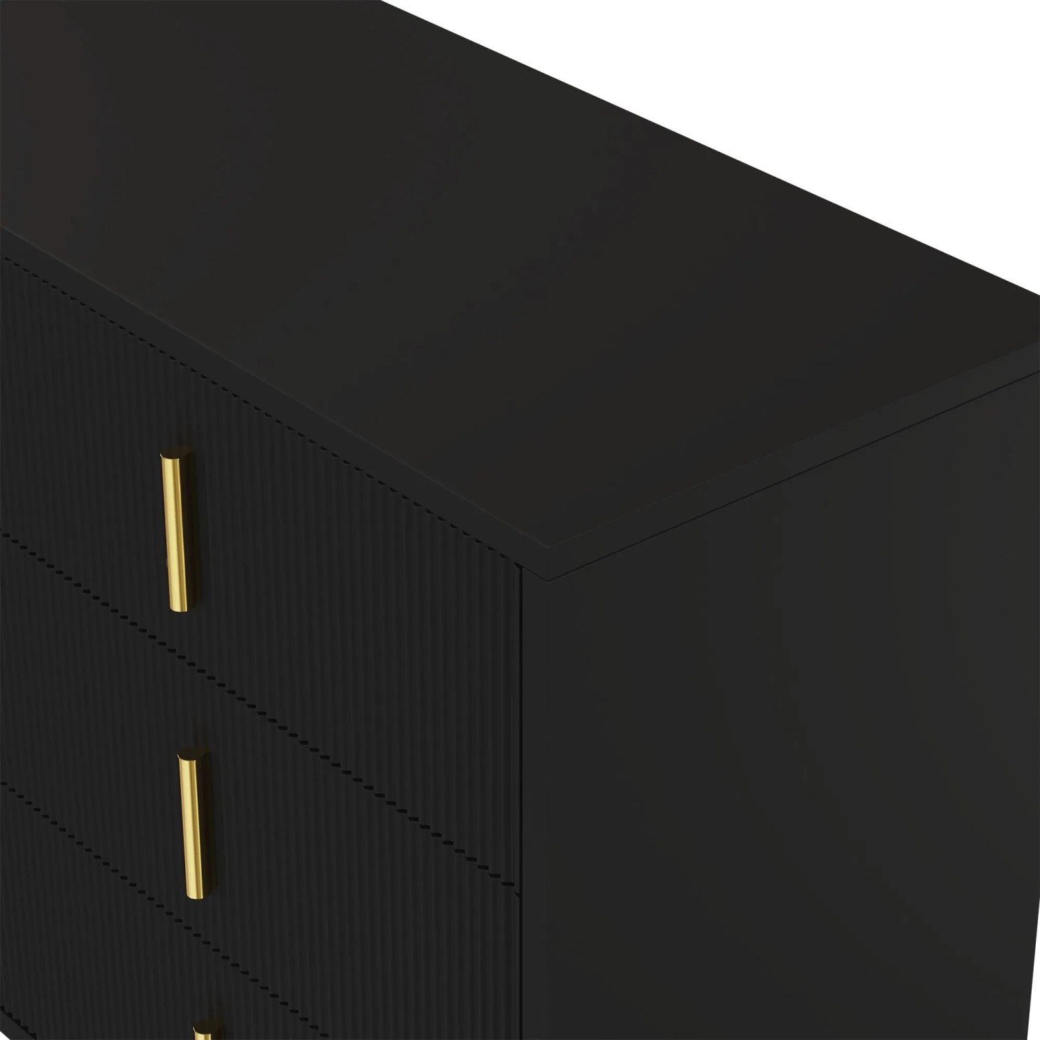 okwish Sideboard mit Goldgriffen Stauraum Wohnzimmer 120x40x77cm Schwarz_10