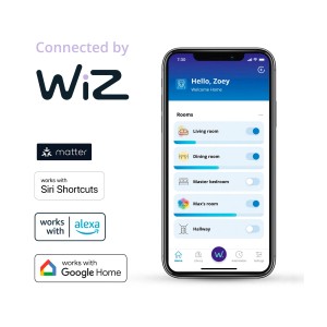 Smartphone mit geöffneter App zur Steuerung der Philips WIZ Leuchtmittel GU10.