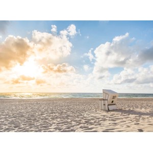 Fototapete Strandkorb Meer Braun Blau Gelb 3,50 m x 2,55 m FSC®