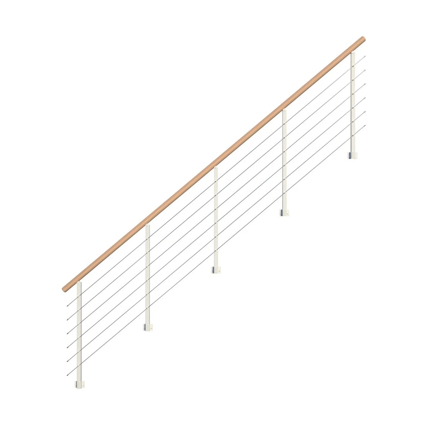 StarWood Metallgeländer Kos mit Rundhandlauf Buche 475 cm Weiß FSC®_2