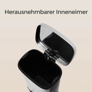 Songmics Mülleimer Plushic mit Fußpedal 30 l Silber
